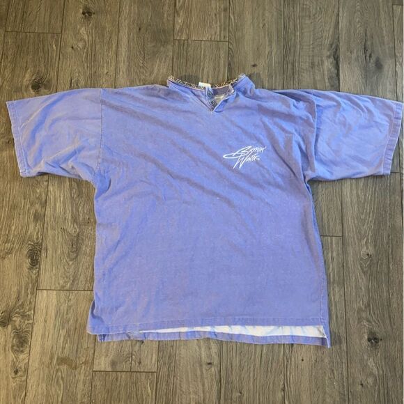 Vintage Surf Style Blue 80s 90s BURNIN' WATER TEXAS T Shirt XL - Picture 1 of 4